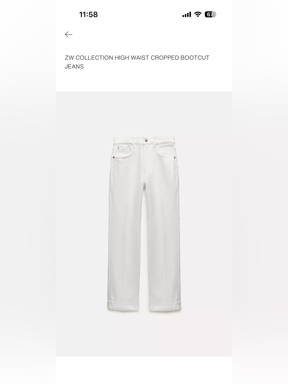 Zara White High-Waist Cropped Straight Jeans